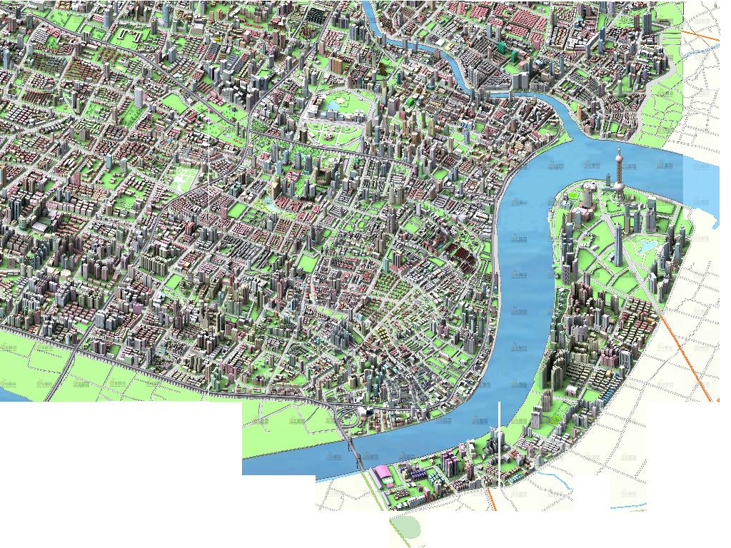 [休闲:要是有这样一张户外地图就好了-上海三维地图(部分)